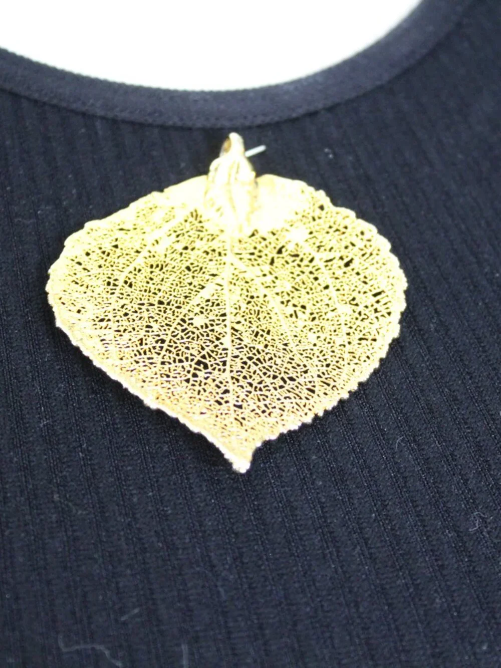 Gold Aspen Leaf Pendant Real Leaf‎ Style Statement Pendant 1.75”